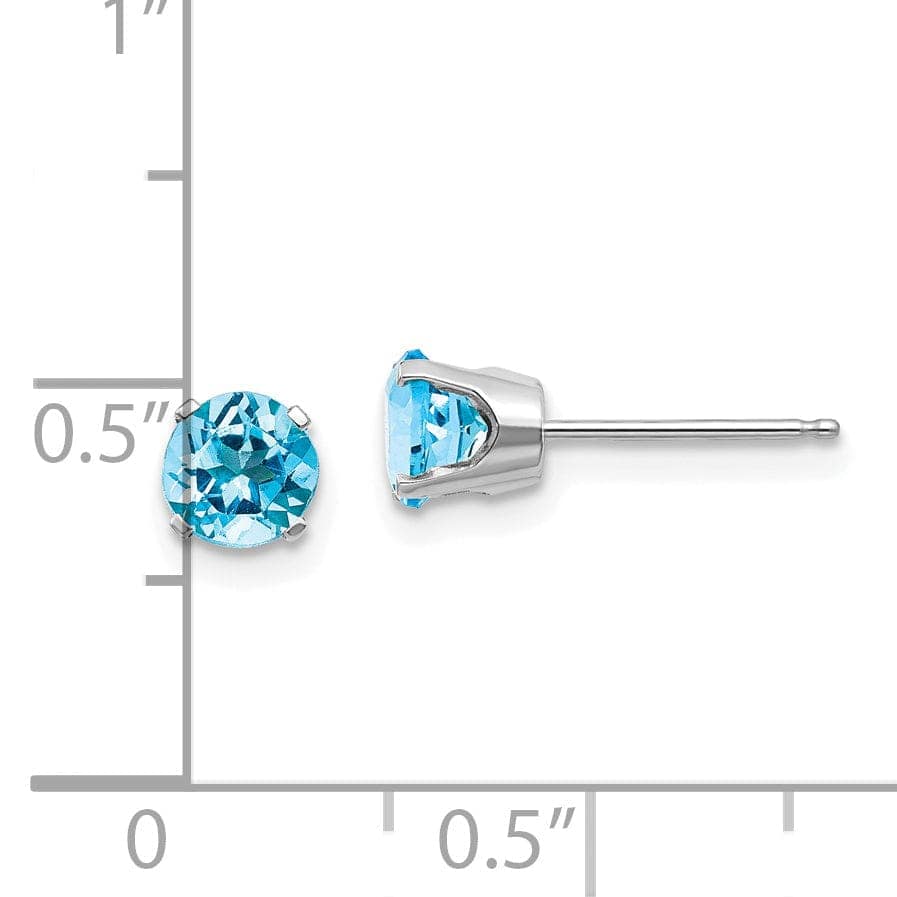 Lovely Rita's Earrings 14k White Gold Blue Topaz Birthstone Earrings
