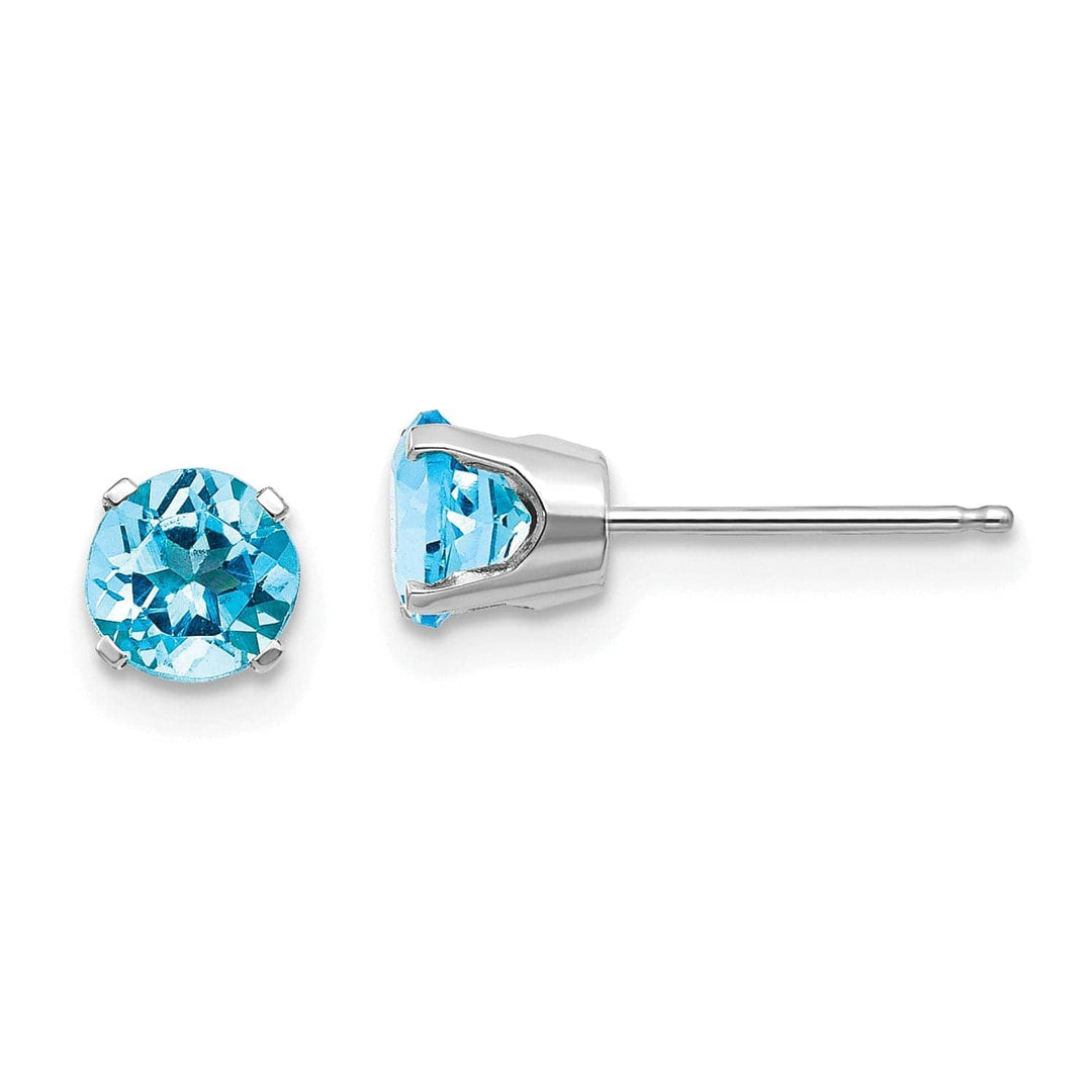 Lovely Rita's Earrings 14k White Gold Blue Topaz Birthstone Earrings