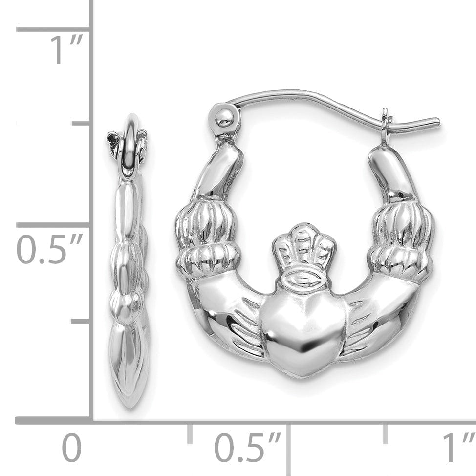 Lovely Rita's Earrings 14k White Gold Claddagh Hoop Earrings
