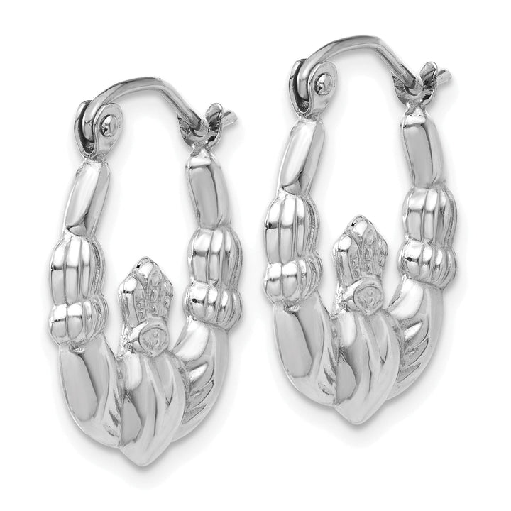 Lovely Rita's Earrings 14k White Gold Claddagh Hoop Earrings
