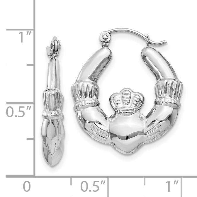 Lovely Rita's Earrings 14k White Gold Claddagh Hoop Earrings