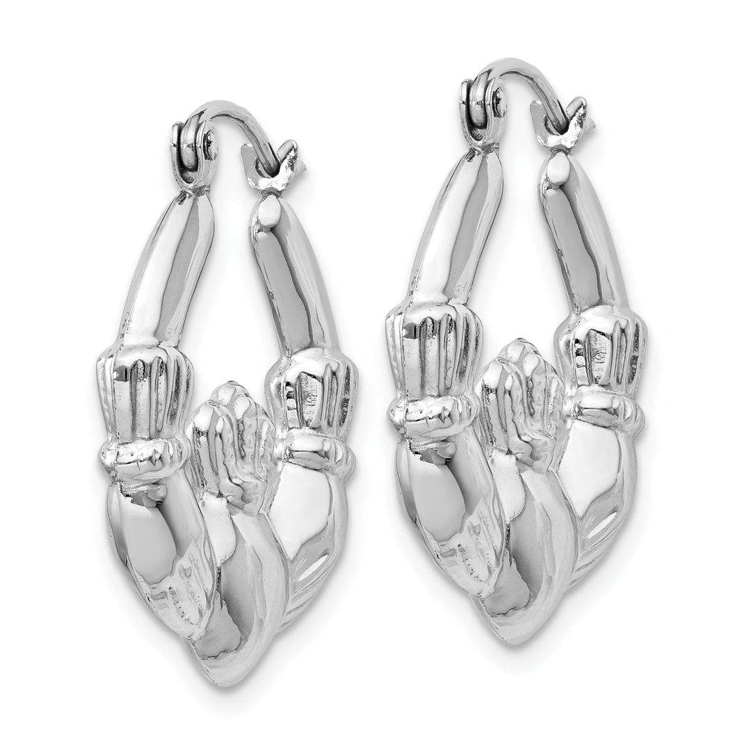 Lovely Rita's Earrings 14k White Gold Claddagh Hoop Earrings