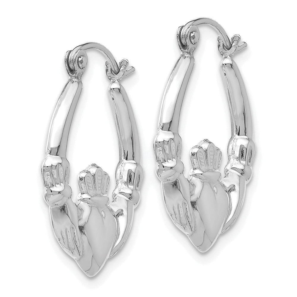 Lovely Rita's Earrings 14k White Gold Claddagh Hoop Earrings