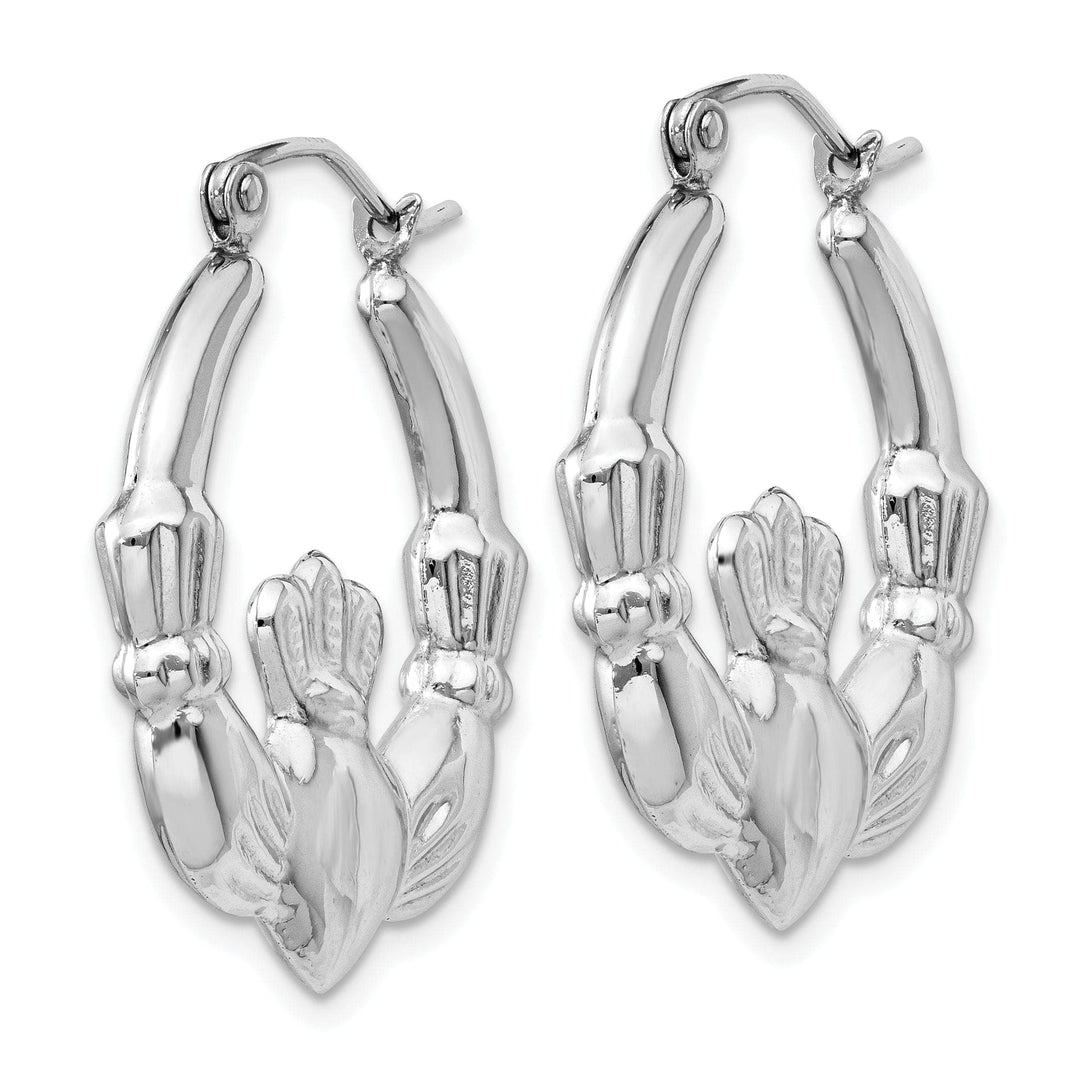 Lovely Rita's Earrings 14k White Gold Claddagh Hoop Earrings