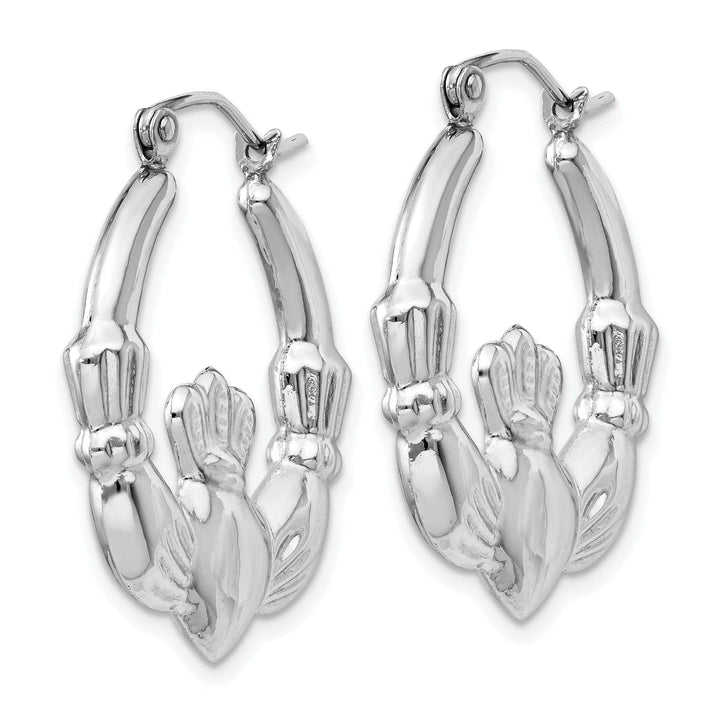 Lovely Rita's Earrings 14k White Gold Claddagh Hoop Earrings