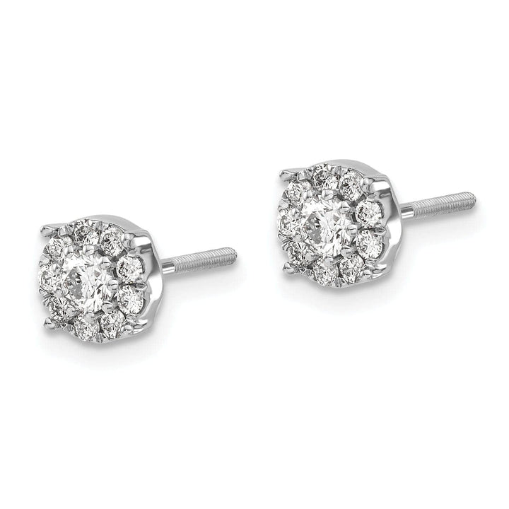 Lovely Rita's Earrings 14k White Gold Cluster Design Diamond Screw Back Post Earrings