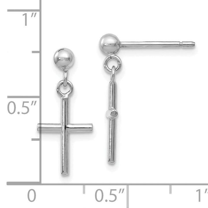 Lovely Rita's Earrings 14k White Gold Cross Post Drop Earrings