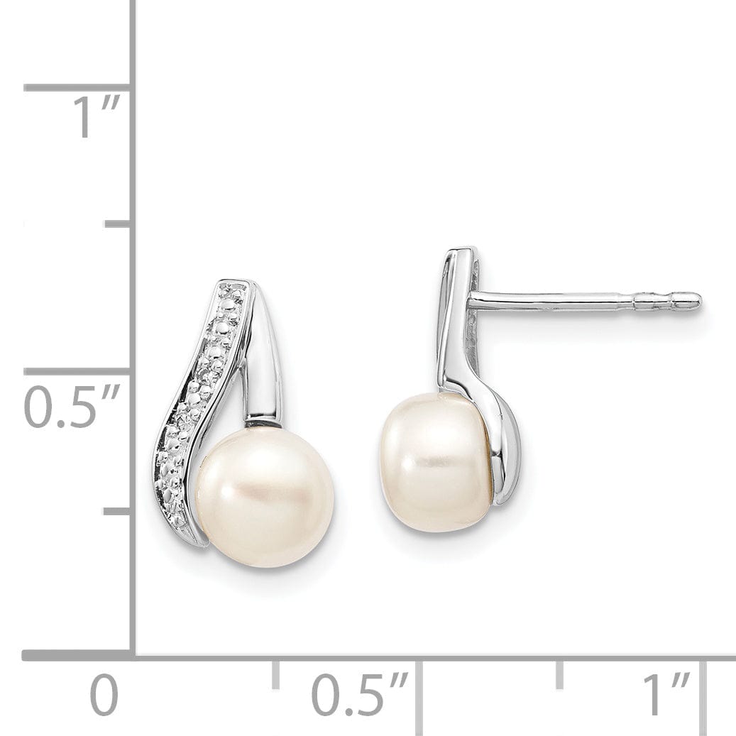 Lovely Rita's Earrings 14k White Gold Cultured Pearl Diamond Earrings