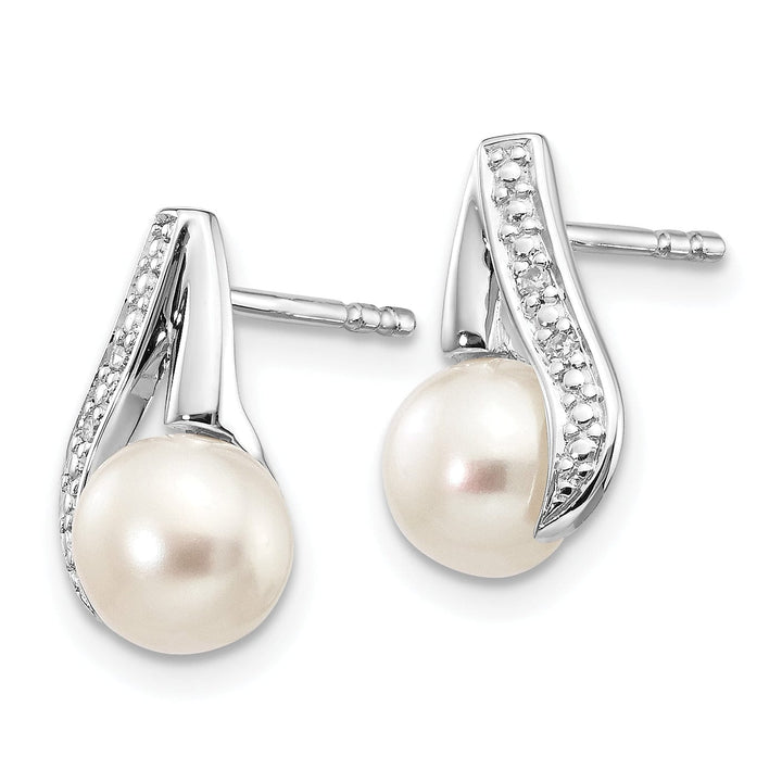 Lovely Rita's Earrings 14k White Gold Cultured Pearl Diamond Earrings