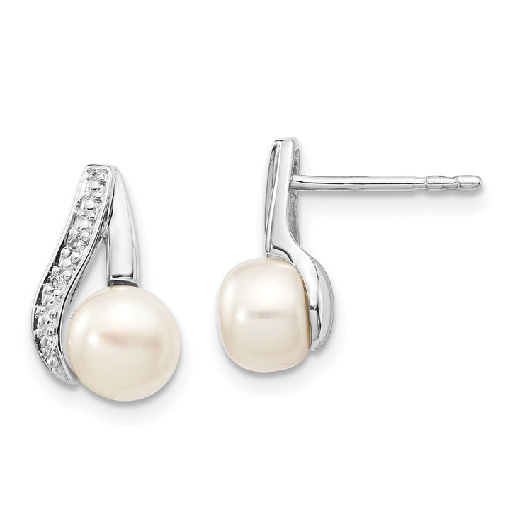 Lovely Rita's Earrings 14k White Gold Cultured Pearl Diamond Earrings