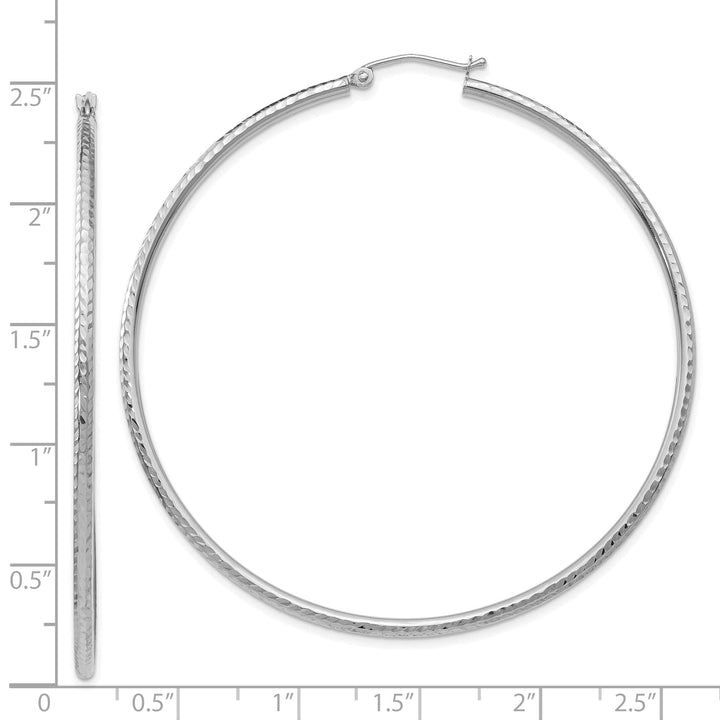 Lovely Rita's Earrings 14k White Gold D-C 2MM Round Tube Hoop Earrings