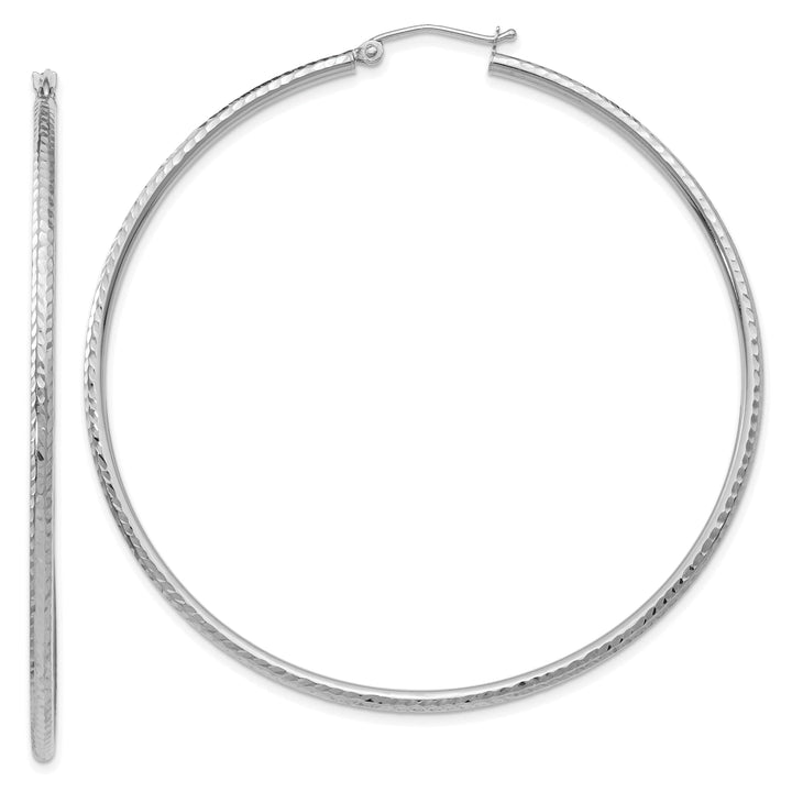 Lovely Rita's Earrings 14k White Gold D-C 2MM Round Tube Hoop Earrings