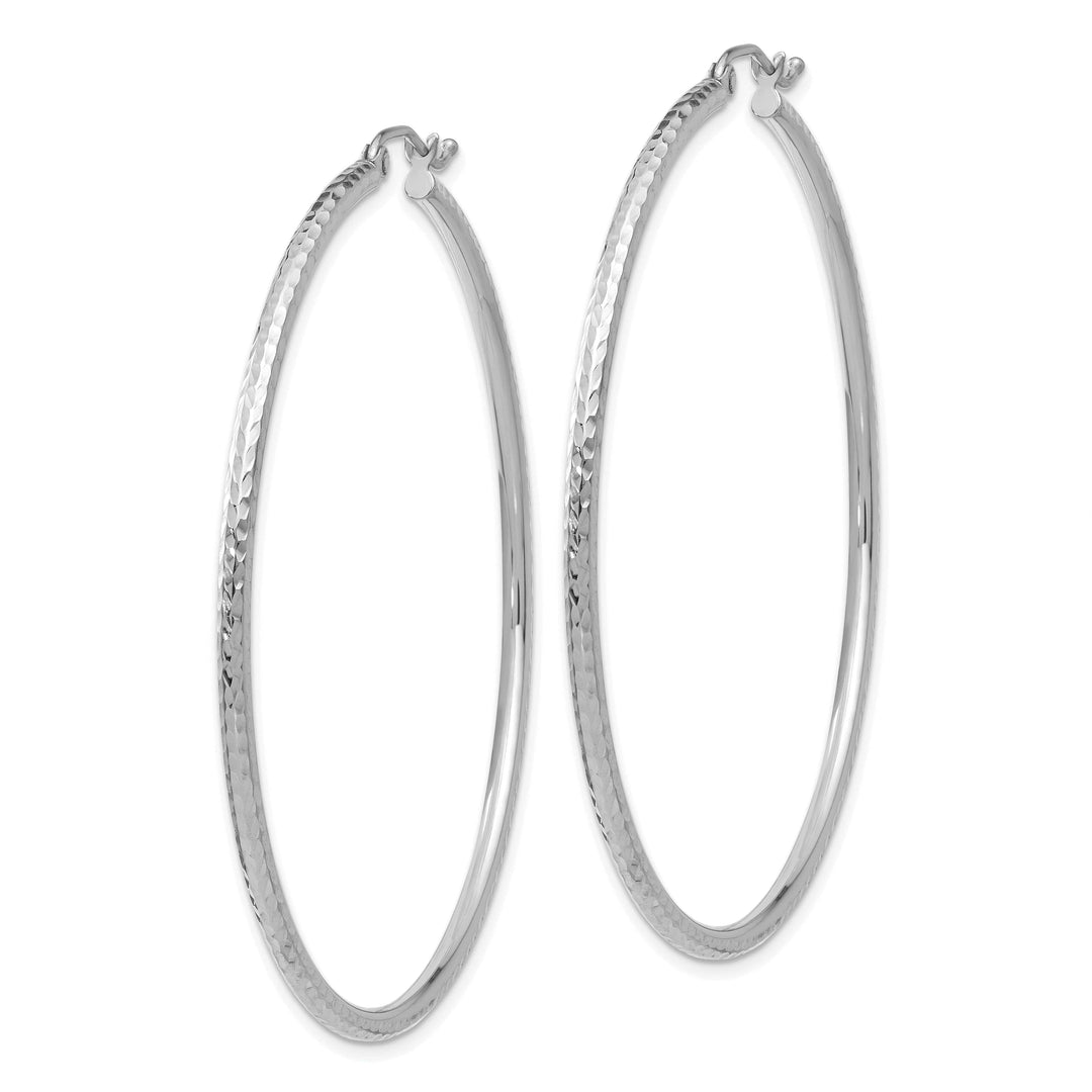 Lovely Rita's Earrings 14k White Gold D-C 2MM Round Tube Hoop Earrings