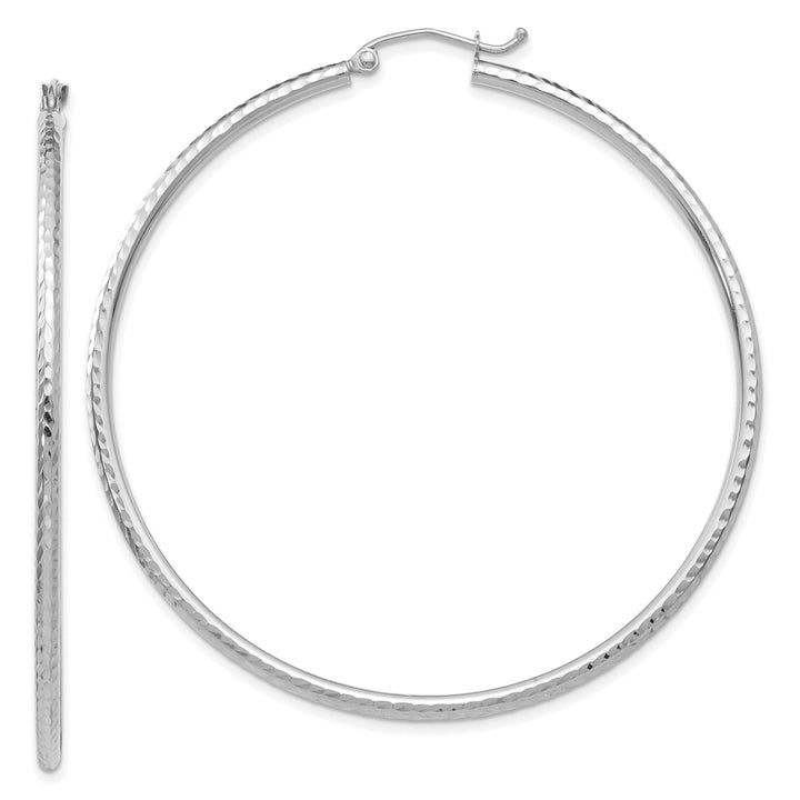 Lovely Rita's Earrings 14k White Gold D-C 2MM Round Tube Hoop Earrings