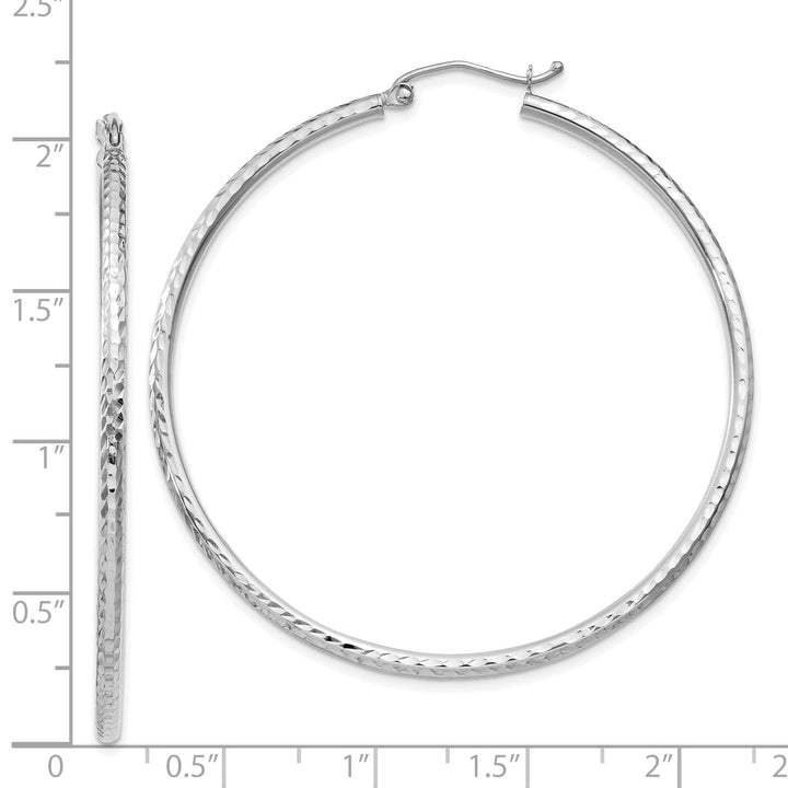 Lovely Rita's Earrings 14k White Gold D-C 2MM Round Tube Hoop Earrings