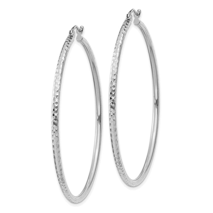 Lovely Rita's Earrings 14k White Gold D-C 2MM Round Tube Hoop Earrings