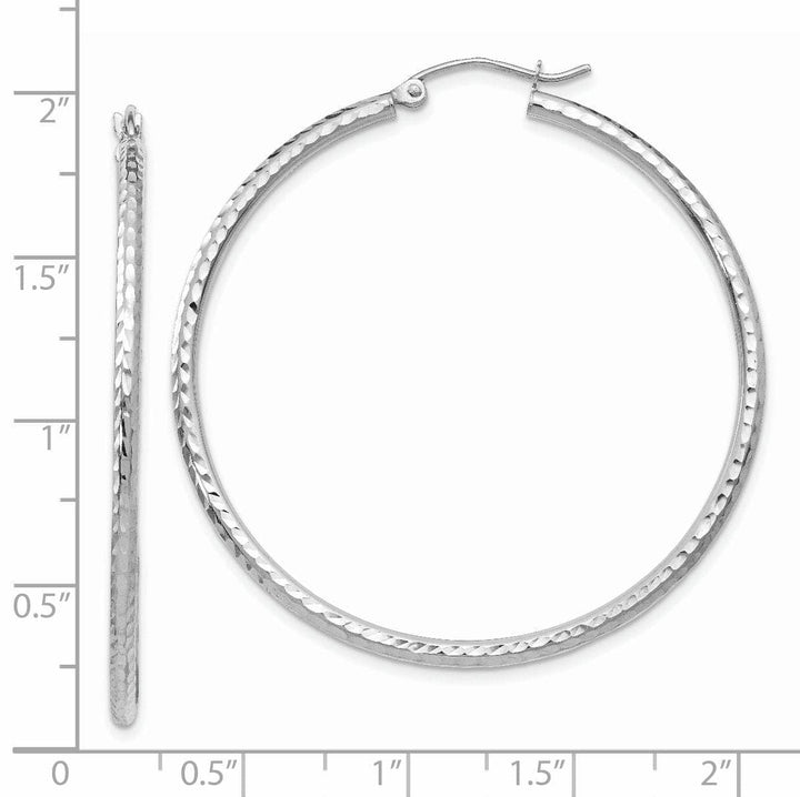 Lovely Rita's Earrings 14k White Gold D-C 2MM Round Tube Hoop Earrings
