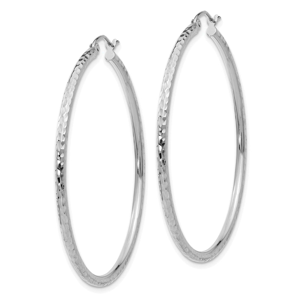 Lovely Rita's Earrings 14k White Gold D-C 2MM Round Tube Hoop Earrings