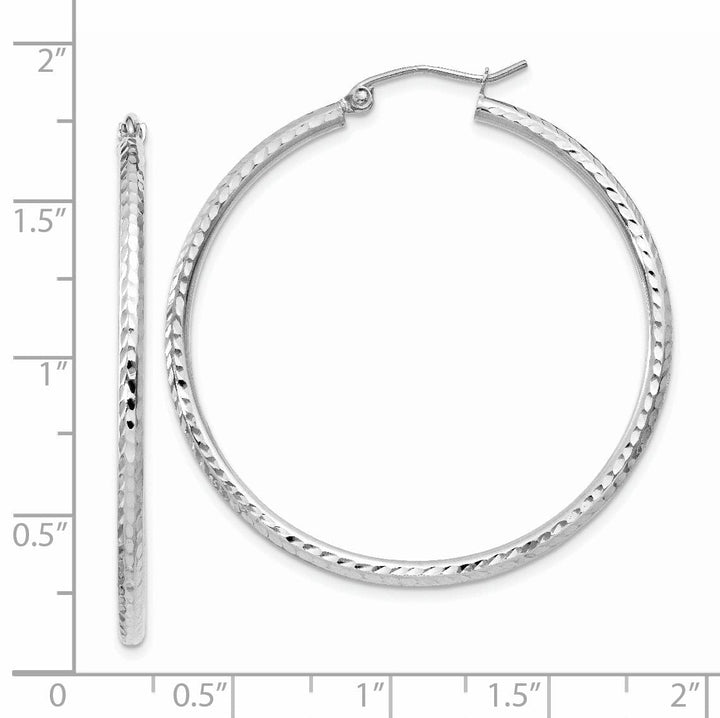 Lovely Rita's Earrings 14k White Gold D-C 2MM Round Tube Hoop Earrings