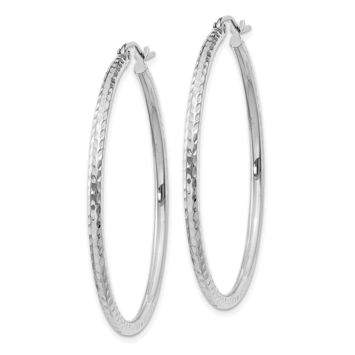 Lovely Rita's Earrings 14k White Gold D-C 2MM Round Tube Hoop Earrings