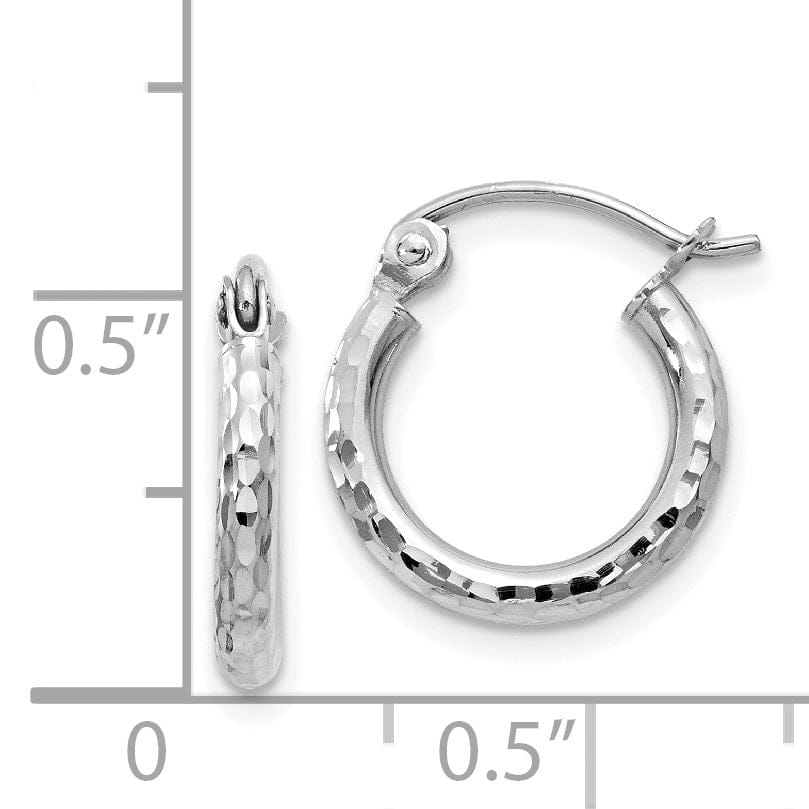 Lovely Rita's Earrings 14k White Gold D-C 2MM Round Tube Hoop Earrings