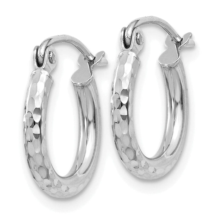 Lovely Rita's Earrings 14k White Gold D-C 2MM Round Tube Hoop Earrings