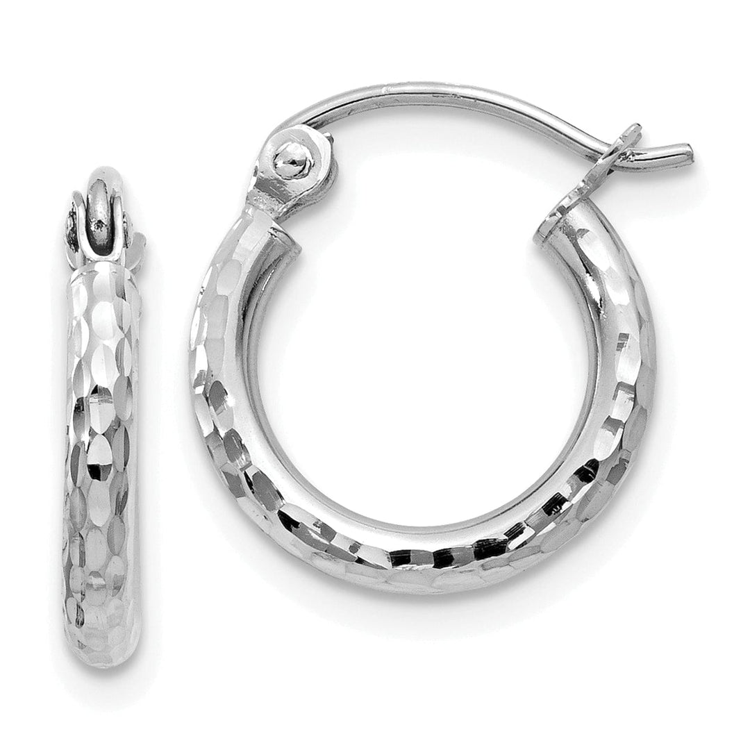 Lovely Rita's Earrings 14k White Gold D-C 2MM Round Tube Hoop Earrings