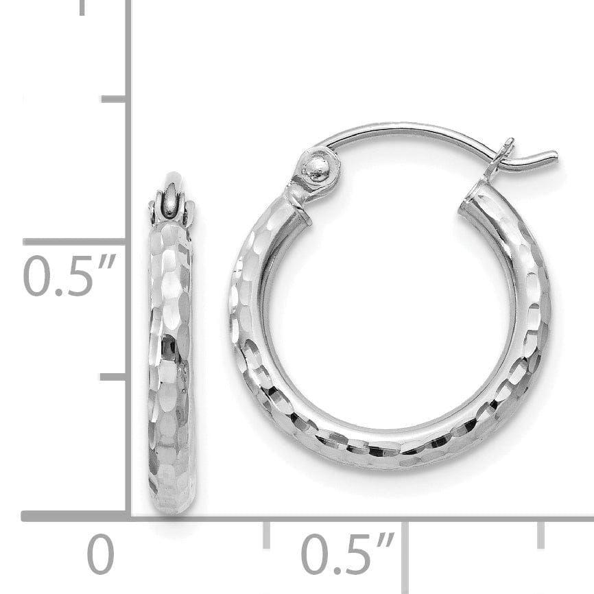 Lovely Rita's Earrings 14k White Gold D-C 2MM Round Tube Hoop Earrings
