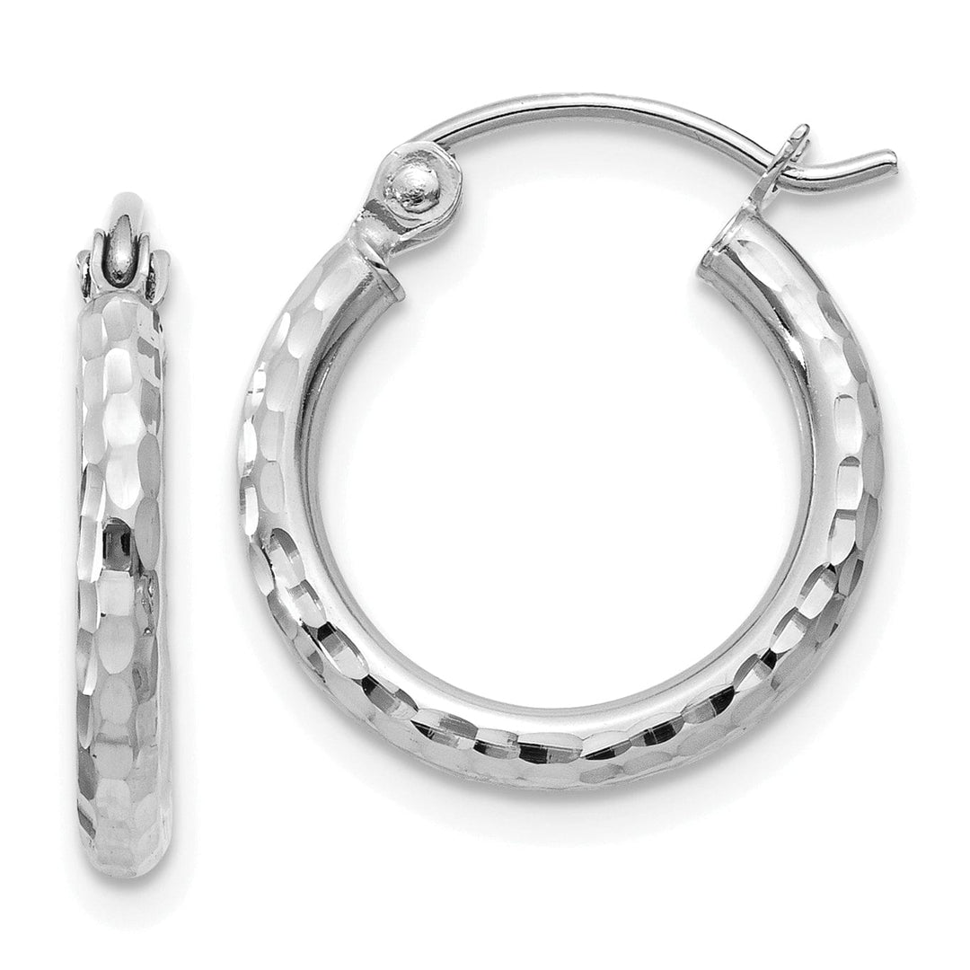 Lovely Rita's Earrings 14k White Gold D-C 2MM Round Tube Hoop Earrings