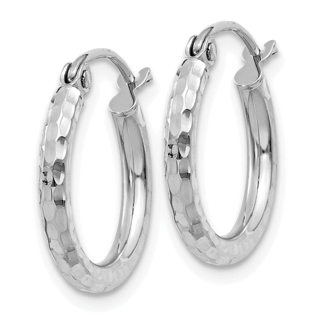 Lovely Rita's Earrings 14k White Gold D-C 2MM Round Tube Hoop Earrings