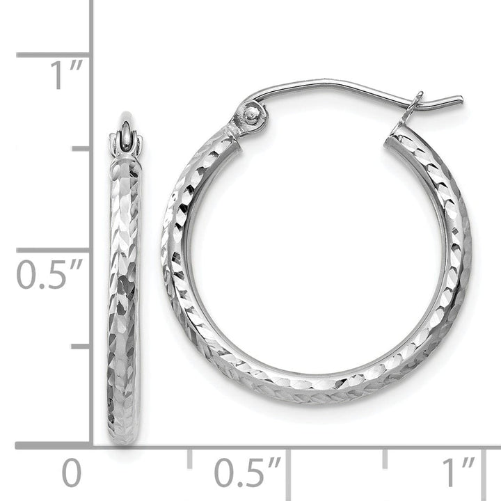 Lovely Rita's Earrings 14k White Gold D-C 2MM Round Tube Hoop Earrings