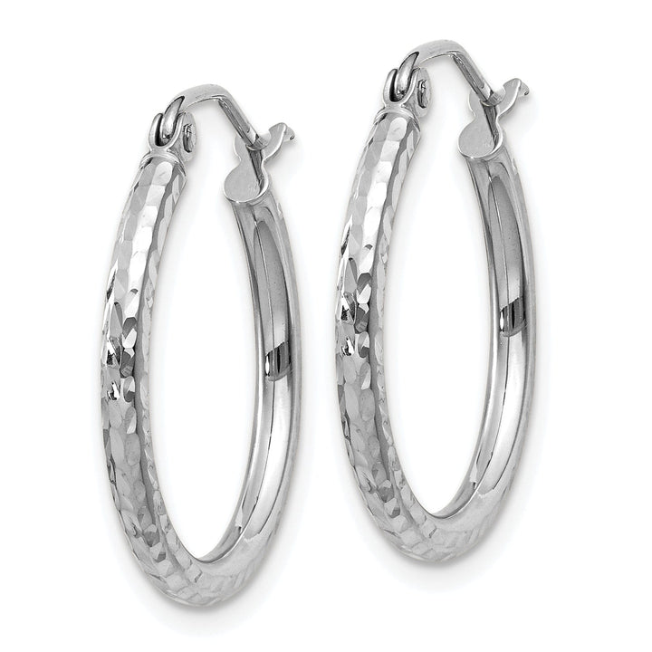 Lovely Rita's Earrings 14k White Gold D-C 2MM Round Tube Hoop Earrings