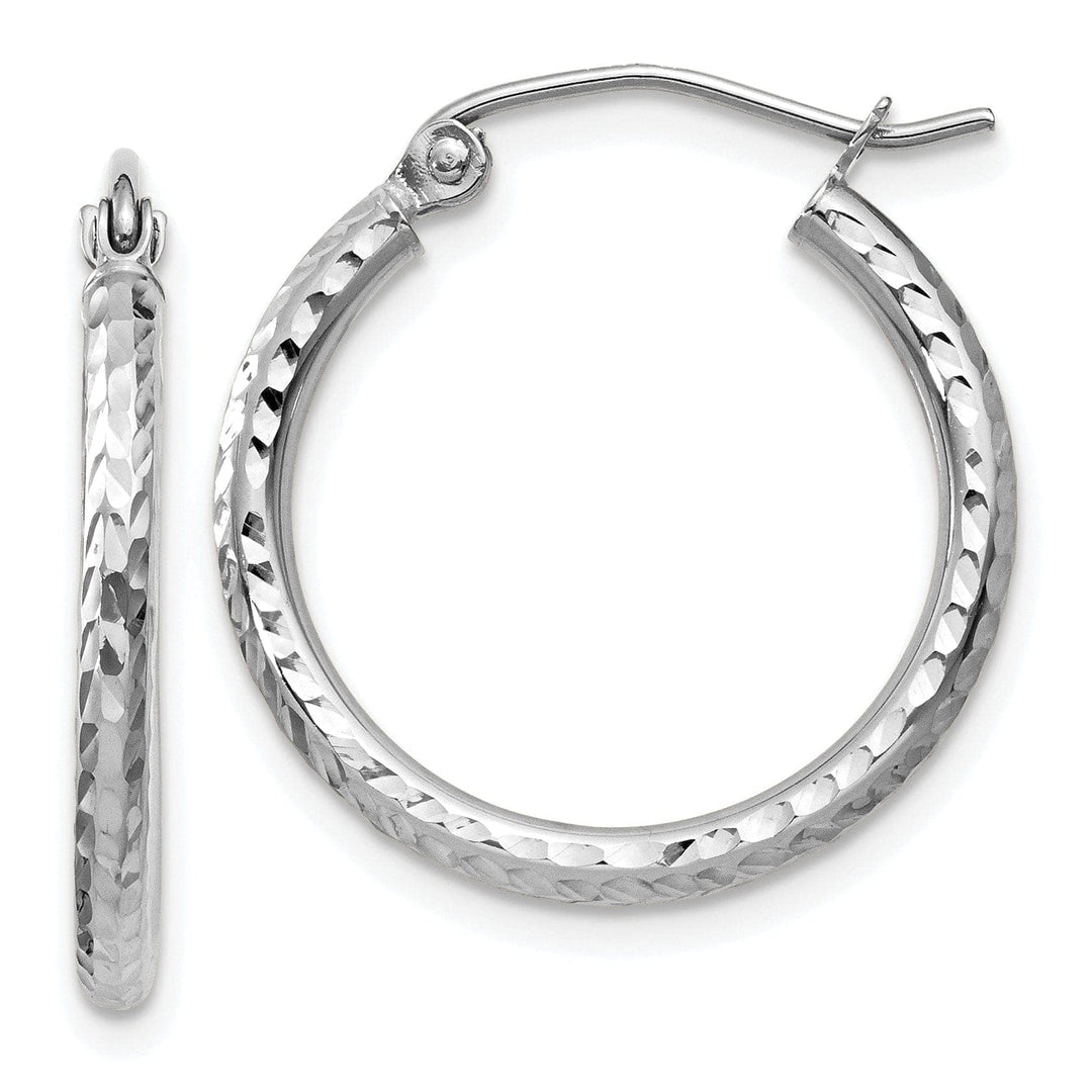 Lovely Rita's Earrings 14k White Gold D-C 2MM Round Tube Hoop Earrings