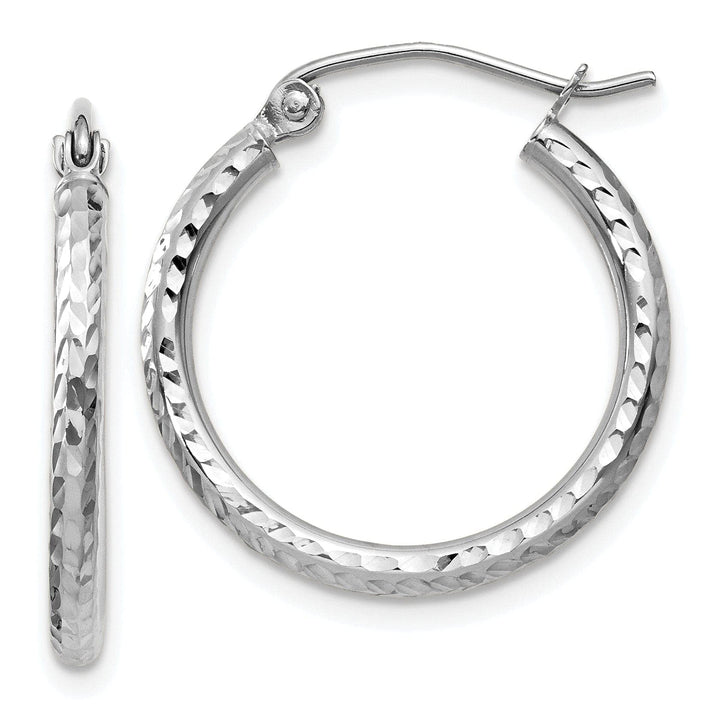 Lovely Rita's Earrings 14k White Gold D-C 2MM Round Tube Hoop Earrings