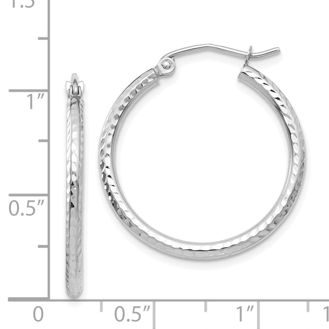 Lovely Rita's Earrings 14k White Gold D-C 2MM Round Tube Hoop Earrings
