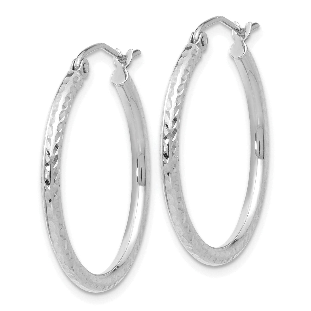 Lovely Rita's Earrings 14k White Gold D-C 2MM Round Tube Hoop Earrings