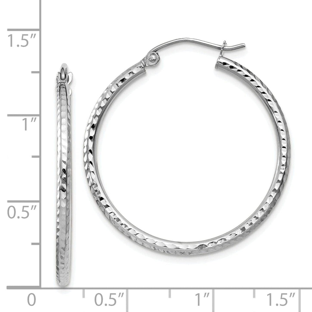Lovely Rita's Earrings 14k White Gold D-C 2MM Round Tube Hoop Earrings