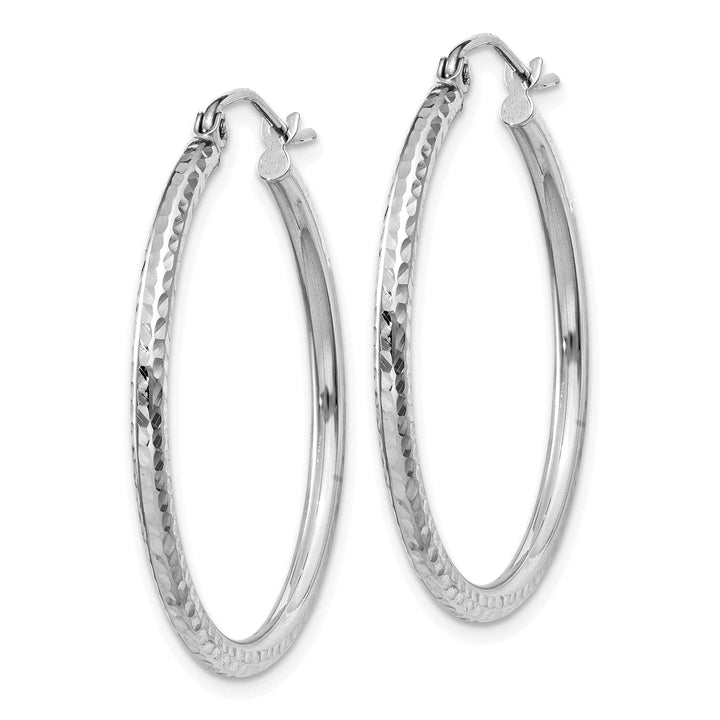 Lovely Rita's Earrings 14k White Gold D-C 2MM Round Tube Hoop Earrings