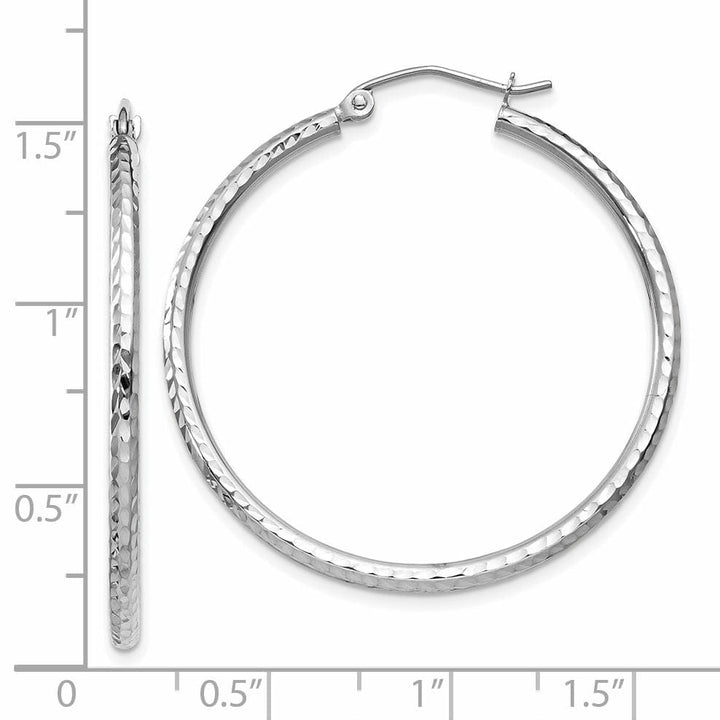 Lovely Rita's Earrings 14k White Gold D-C 2MM Round Tube Hoop Earrings
