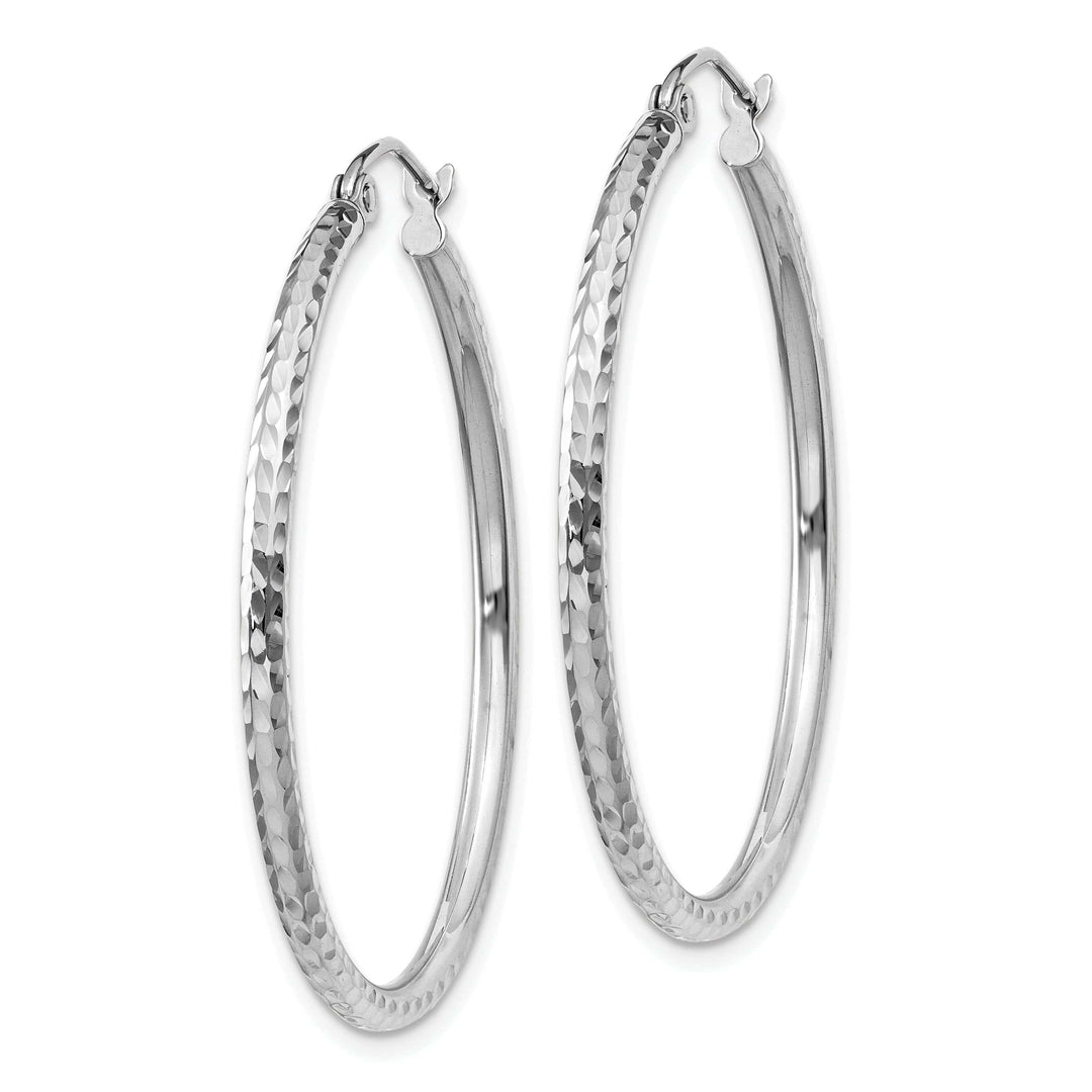 Lovely Rita's Earrings 14k White Gold D-C 2MM Round Tube Hoop Earrings