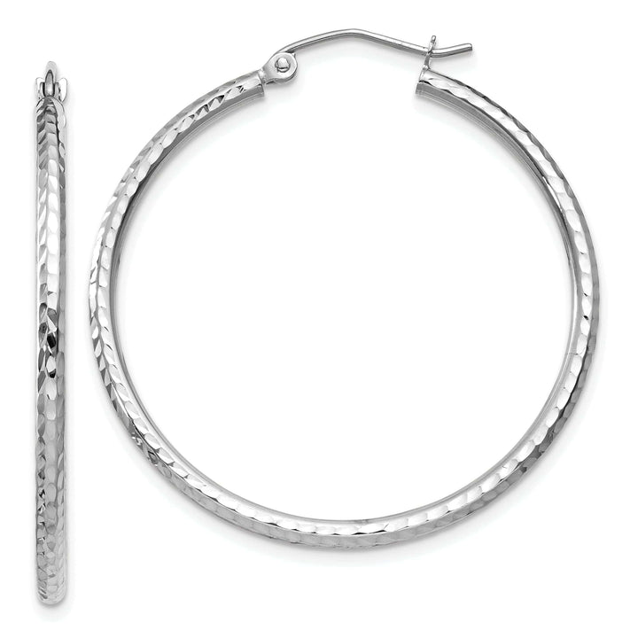 Lovely Rita's Earrings 14k White Gold D-C 2MM Round Tube Hoop Earrings