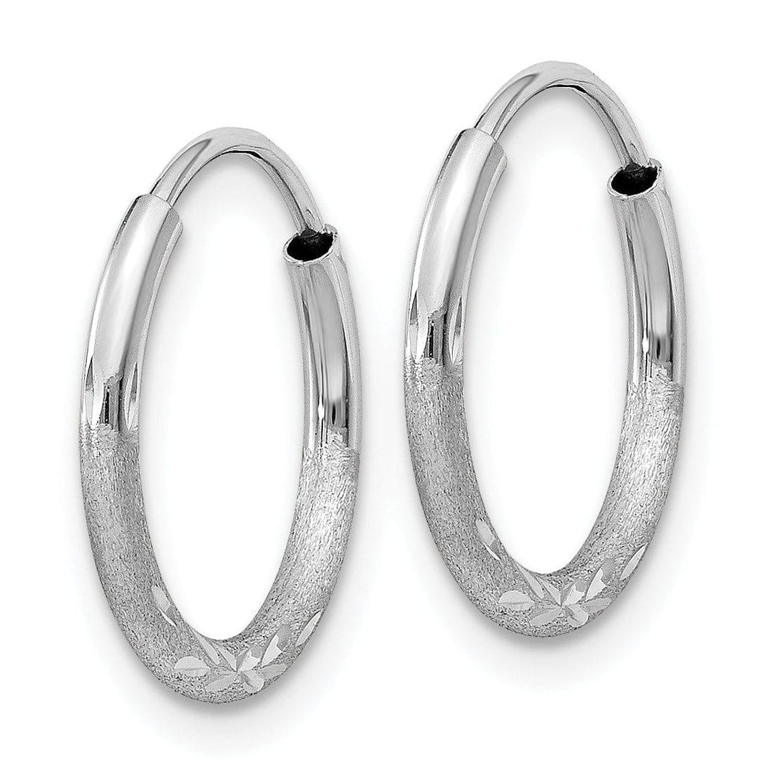 Lovely Rita's Earrings 14k White Gold D.C Endless Hoop Earrings 1.5mm x 12mm