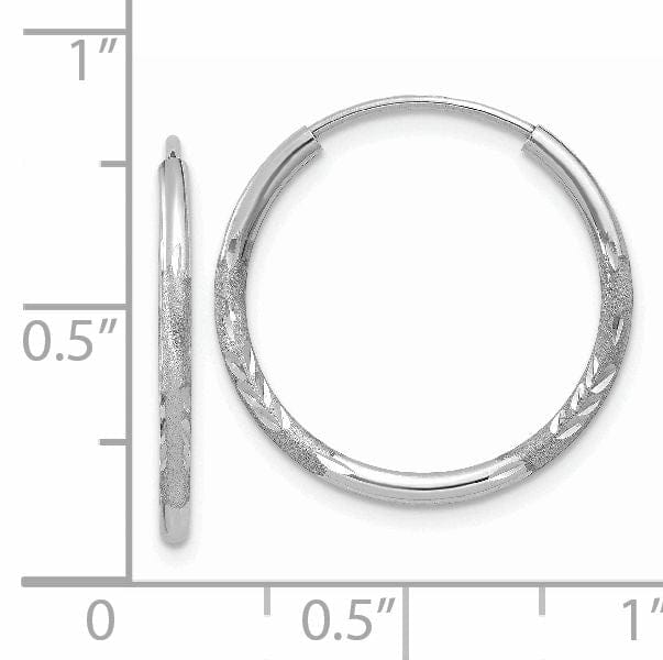 Lovely Rita's Earrings 14k White Gold D.C Endless Hoop Earrings 1.5mm x 16mm