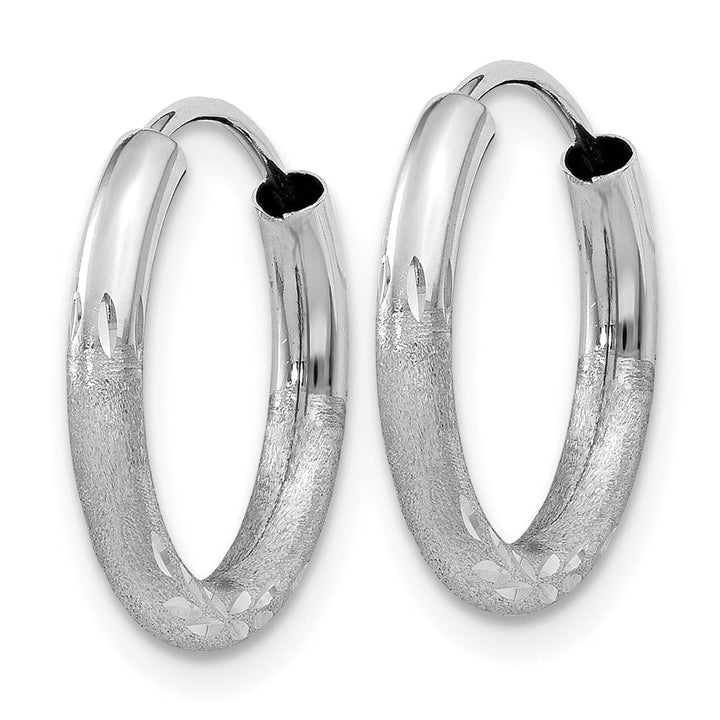 Lovely Rita's Earrings 14k White Gold D.C Endless Hoop Earrings 2mm x 12 mm