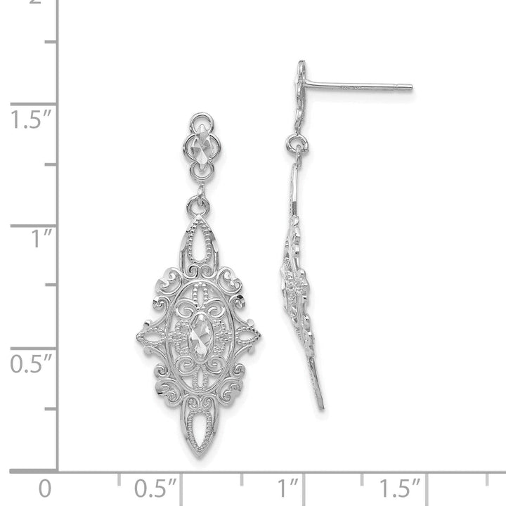 Lovely Rita's Earrings 14k White Gold D.C Filigree Dangle Earrings