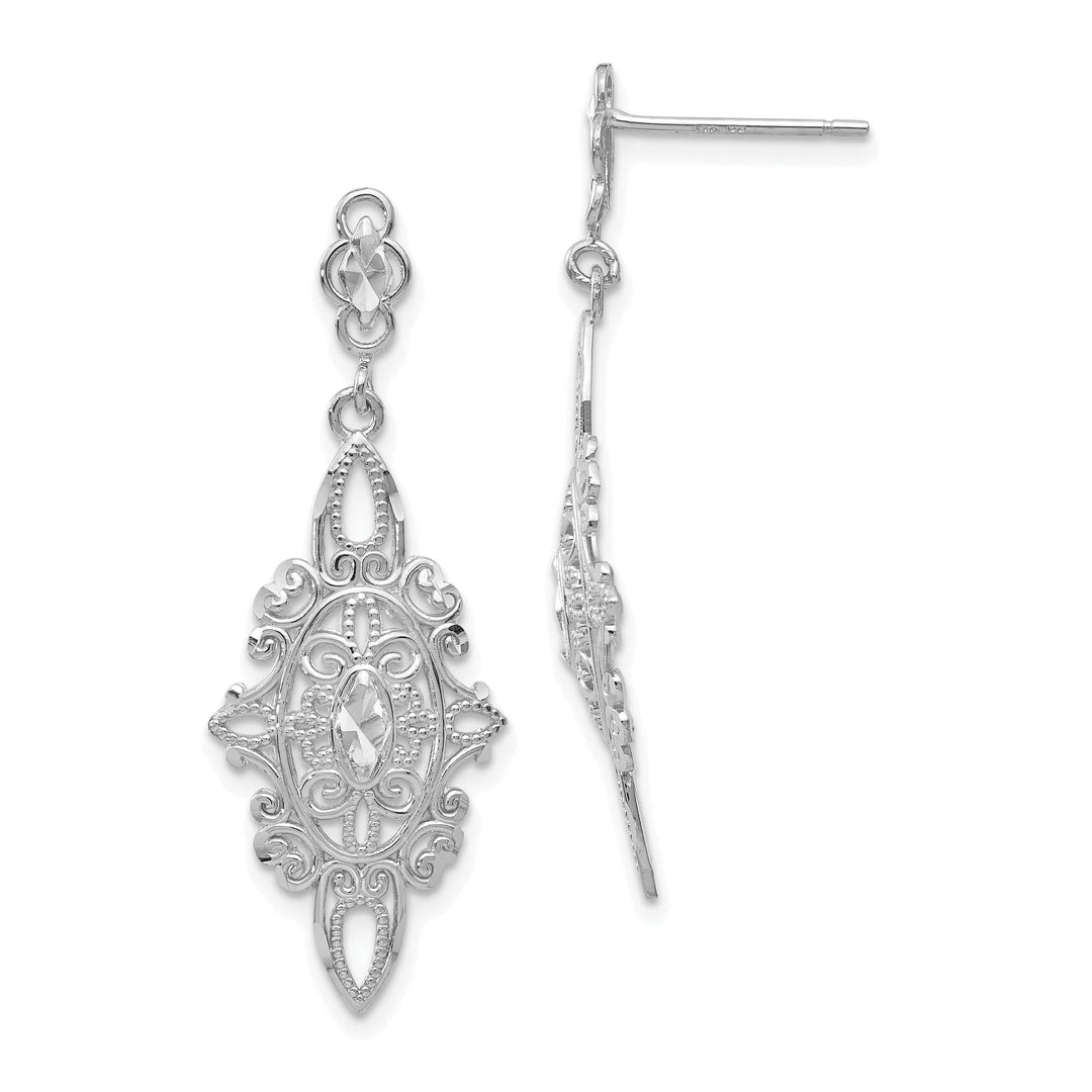 Lovely Rita's Earrings 14k White Gold D.C Filigree Dangle Earrings