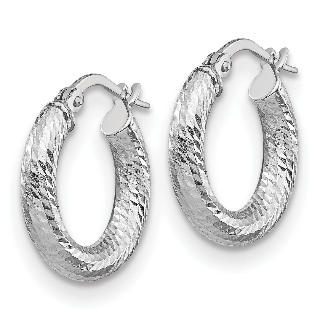 Lovely Rita's Earrings 14k White Gold D.C Round Hoop Earrings