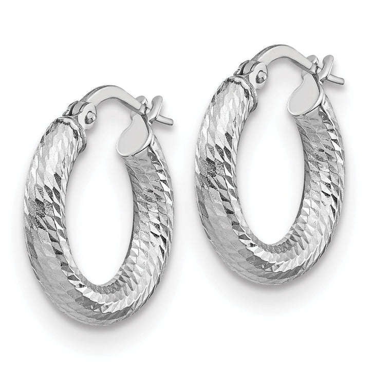 Lovely Rita's Earrings 14k White Gold D.C Round Hoop Earrings