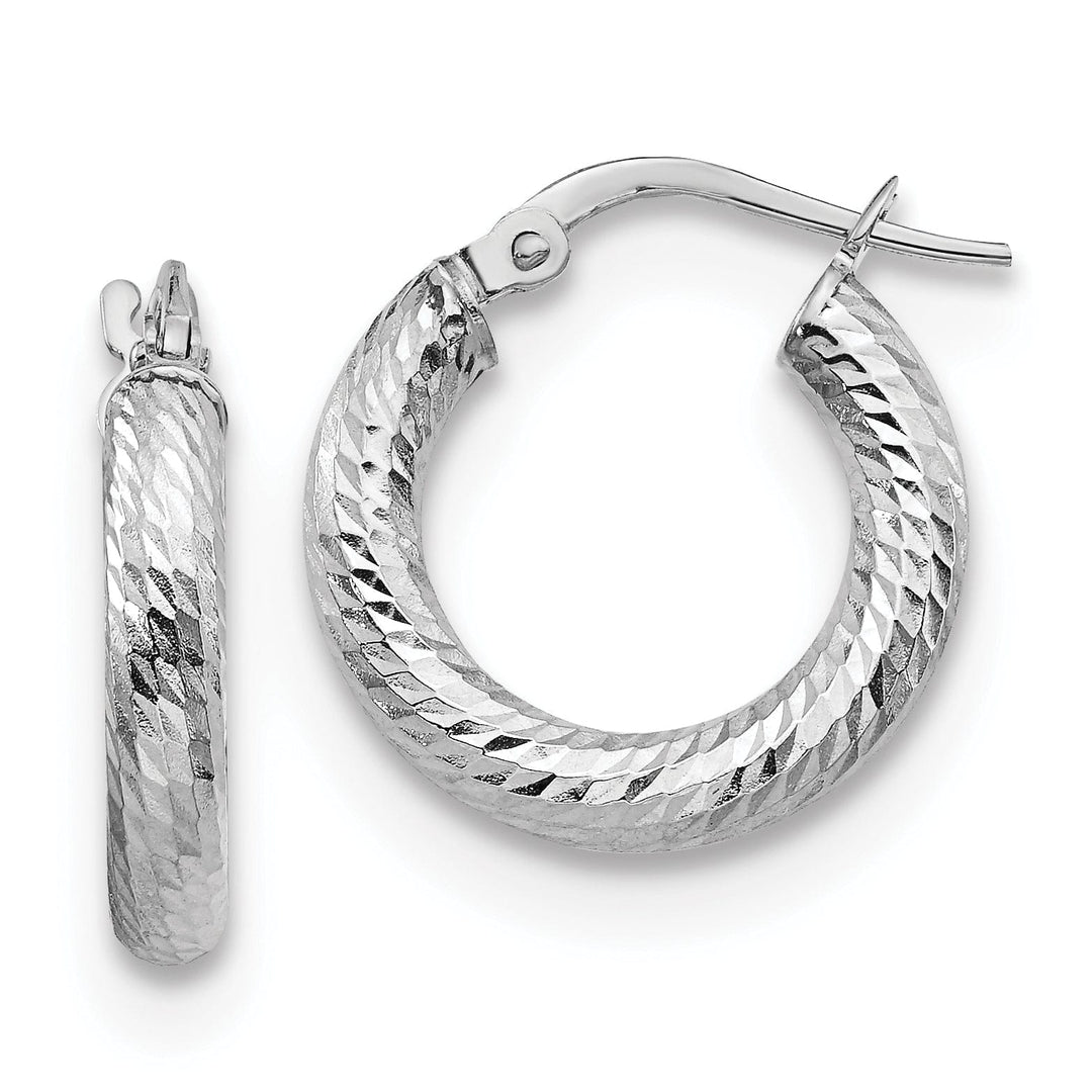 Lovely Rita's Earrings 14k White Gold D.C Round Hoop Earrings