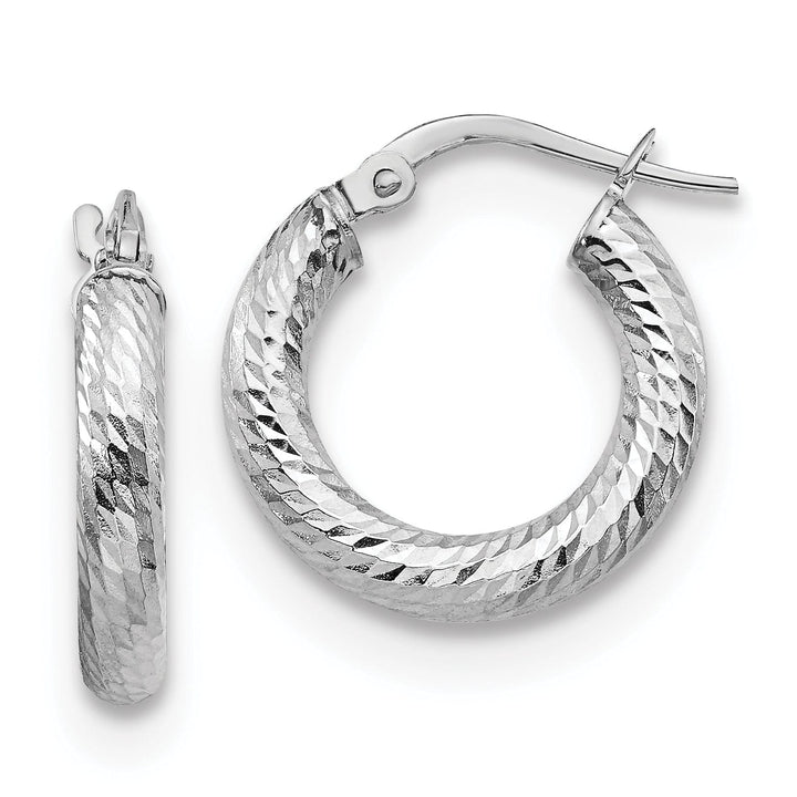 Lovely Rita's Earrings 14k White Gold D.C Round Hoop Earrings